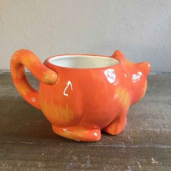 Carnation coffee-mate big orange cat with tail handle mug vintage oversized cup - Picture 3 of 6
